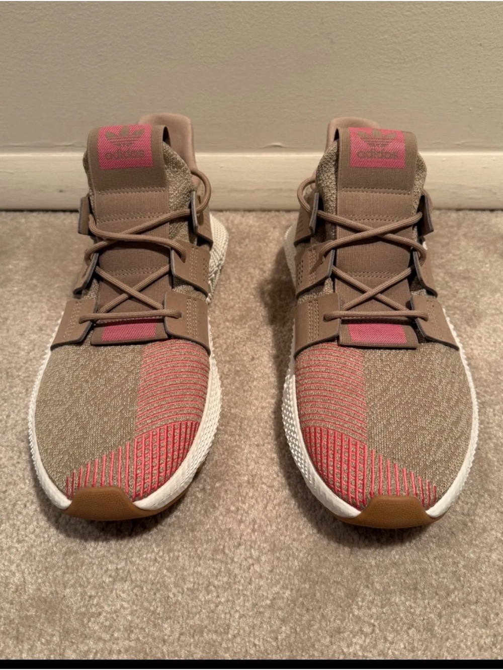 adidas Women's Tan and Pink Knit Slip-On Sneakers 5